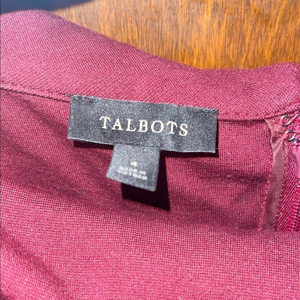 Talbots Red Sheath Dress Cowl Neck 3/4 Sleeves Size 4 - Picture 2 of 4